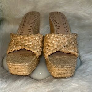 Antonio Melani Women's Tan Woven Wedge Sandals